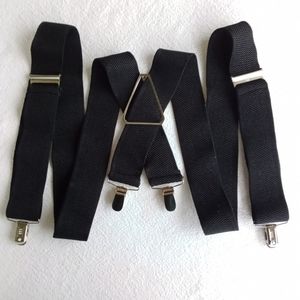 Black and Silver Adjustable Elastic Suspenders